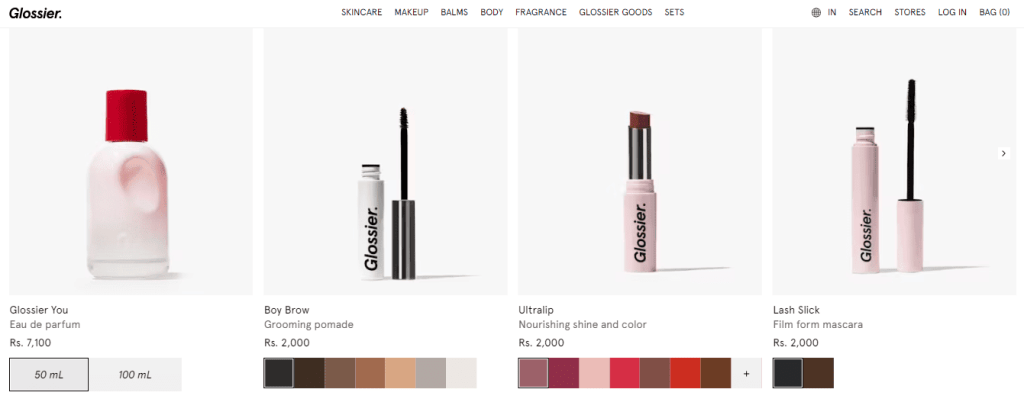 Glossier Shopify Store