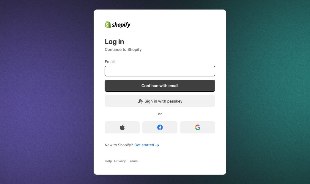 Log into your Shopify account